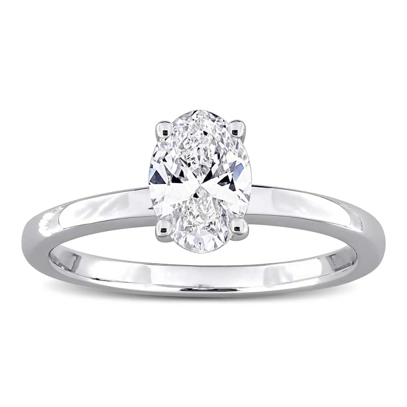 1ct TW Oval-Cut Lab-Grown Diamond Solitaire Engagement Ring in 10k White Gold