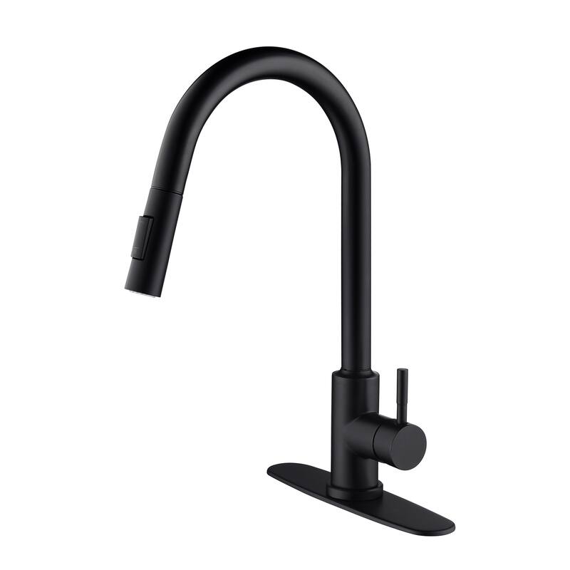 Touch 360 Degree Rotation Kitchen Faucet with Pull Down Sprayer - Matte Black