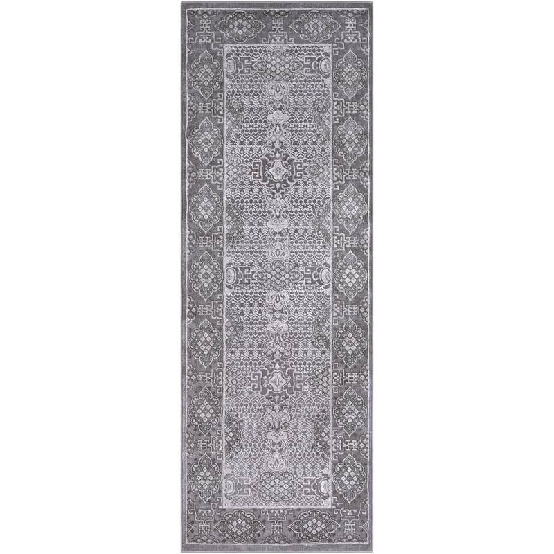 Valerie Distressed Tibetan Grey Area Rug - 2' 7" x 7' 6"