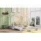preview thumbnail 3 of 9, Twin XL/King Size House Platform Bed with Trundle, Roof Design for Kids Teens, Wooden House Bedframe w/Customizable Themes,White