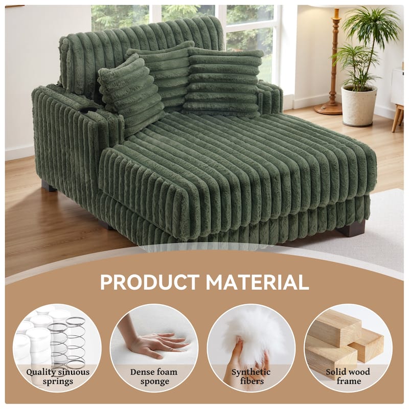 Modern Upgraded Plush Fabric Sofa Chaise Lounge with Pillows