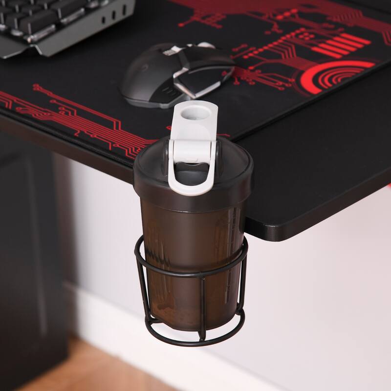 HOMCOM 47" Gaming Desk Computer Table for Home Office with Headphone Hook, Cup Holder, and Controller Rack, Red/Black