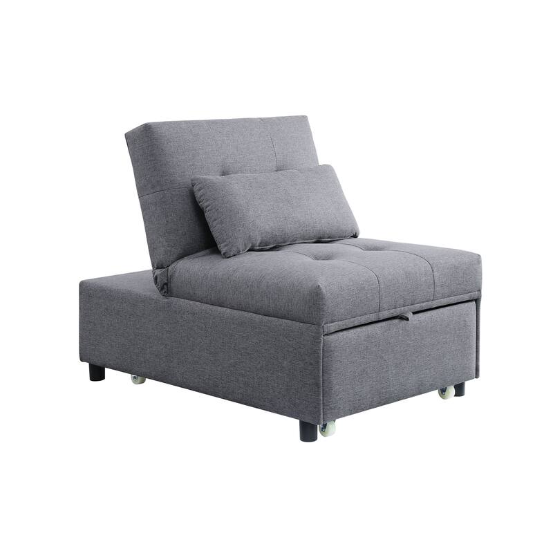 Home Adjustable Hidalgo Pull-out Sleeper PU Leather Sofa Bed- Beige