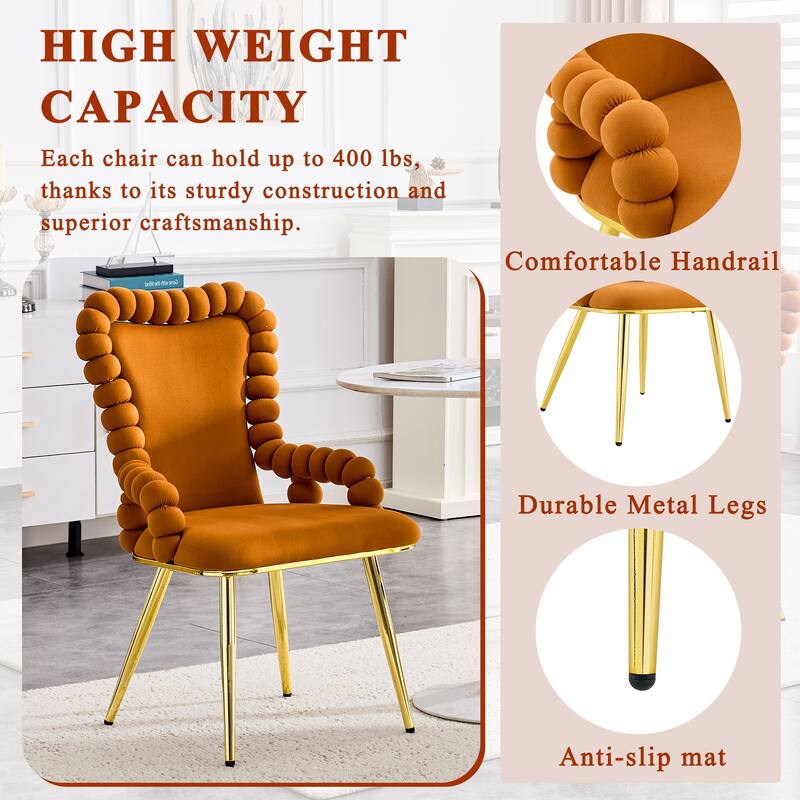 Dining Chairs Set of 2, Upholstered Dining Room Chairs with Metal Legs, Velvet Kitchen Chairs, Accent Chairs for Living Room