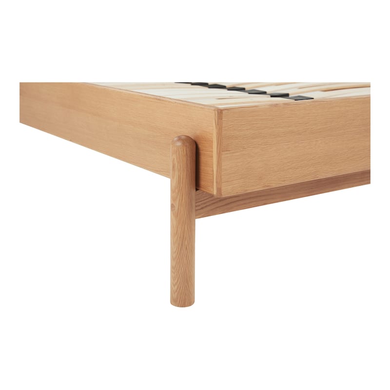 NADAAL STUDIOS Odette Queen Bed - Soft Low Design in Solid Oak and Oak Veneer in Light Brown
