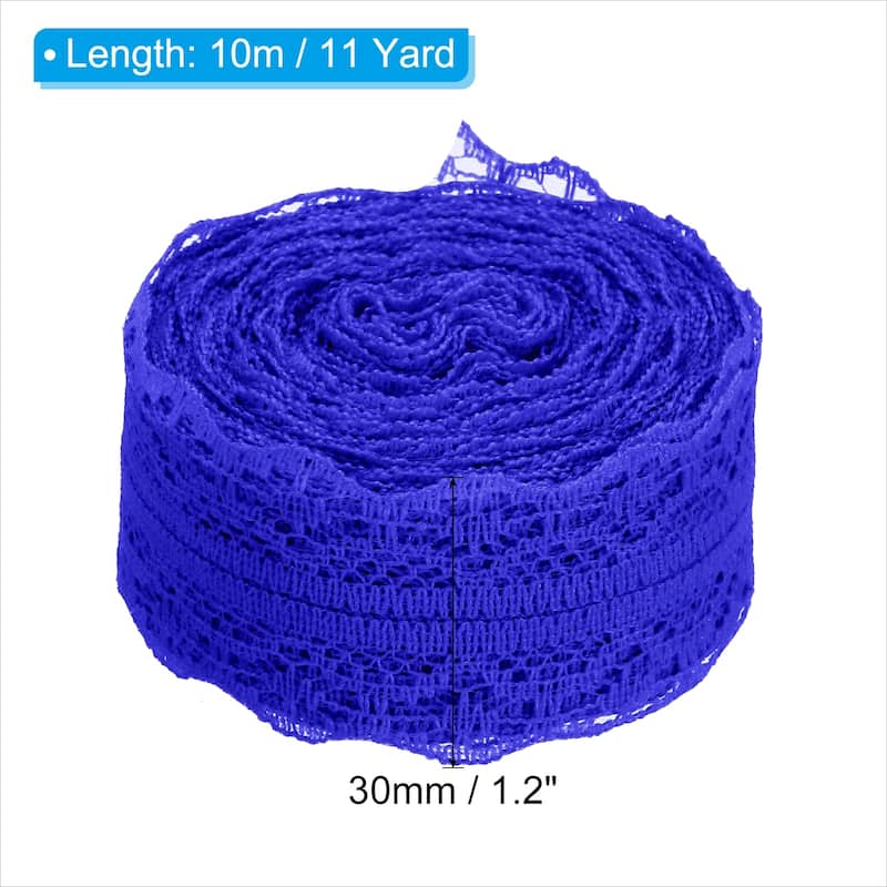 2pcs 1.2" Wide 11 Yards Lace Trim Ribbon Sewing Lace Wrapping Decor - Sapphire