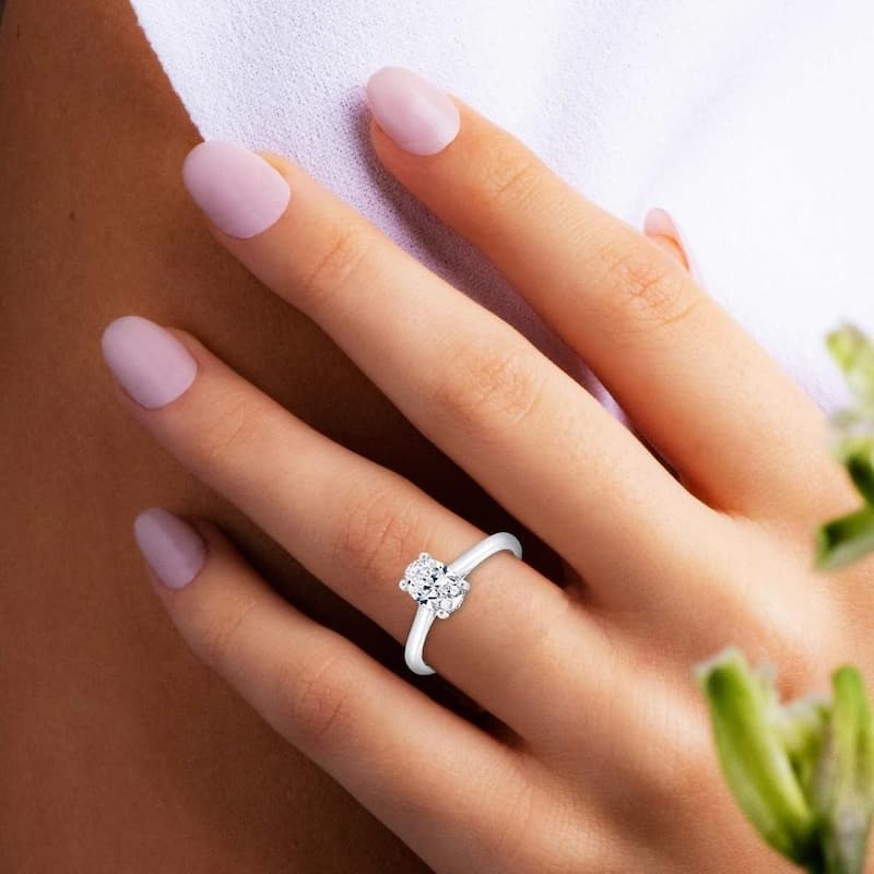 G/VVS 1.30Ct Oval Diamond Solitaire Engagement Ring in White Gold Lab Grown