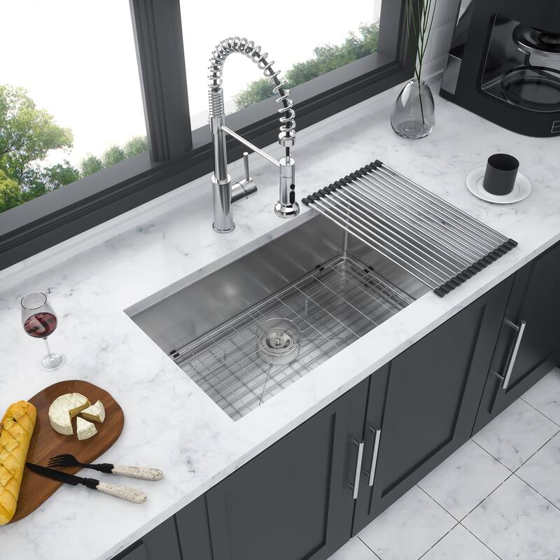 Undermount Kitchen Sink - 32"x18"x9" Stainless Steel 16 Gauge Deep Single Bowl Sinks