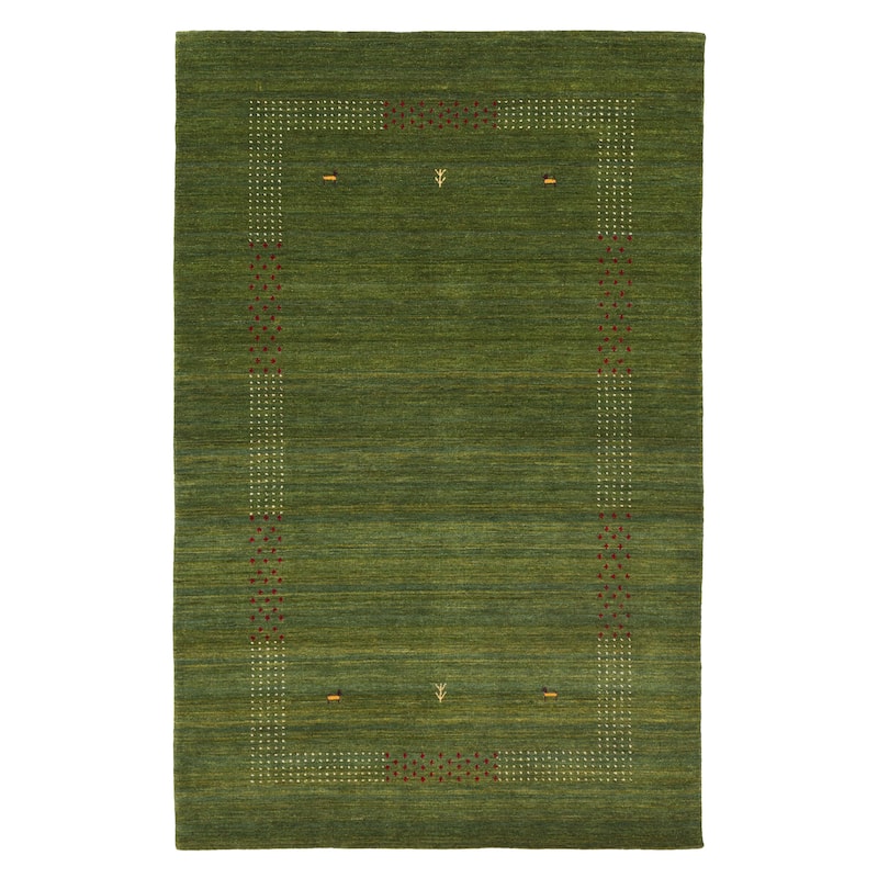 ECARPETGALLERY Hand Loomed Kashkuli Gabbeh Green Wool Rug - 5'0 x 7'11