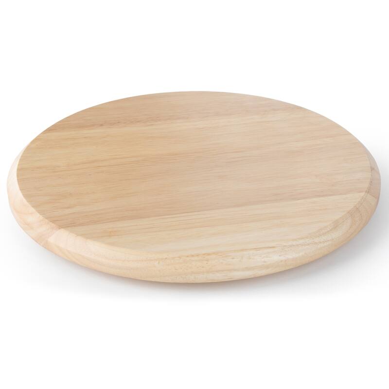 Rubberwood Round Wood Lazy Susan Turntable 14" Diameter for Serving Kitchen Organization Condiment Caddy - Beige