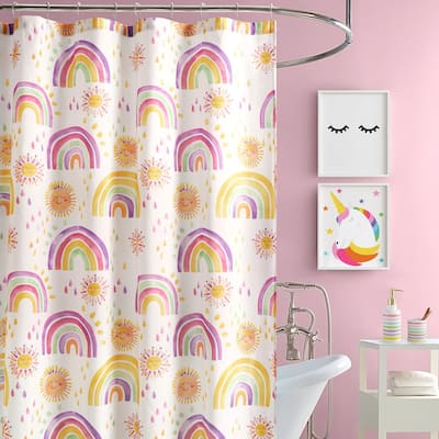 Rainbows and Suns Shower Curtain - Pink/Purple - 72x72