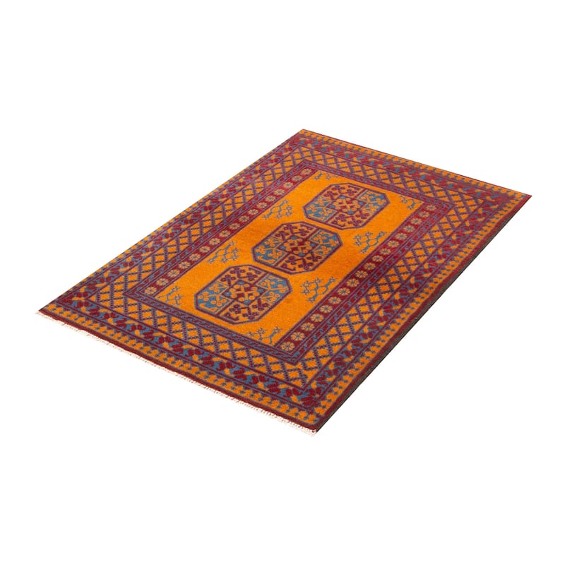ECARPETGALLERY Hand-knotted Afghan Burnt Orange Wool Rug - 3'4 x 4'11
