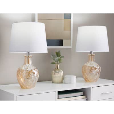 Silver Orchid Gaby 20" Round Glass Table Lamp (Set of 2)