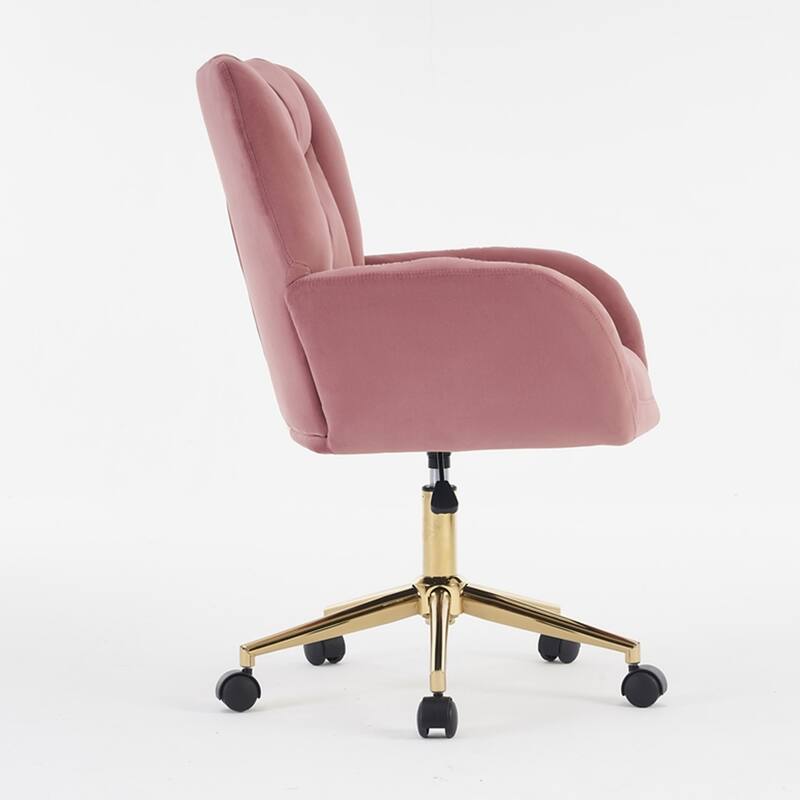 360 Swivel Fabric Home Office Chair With Gold Metal Base