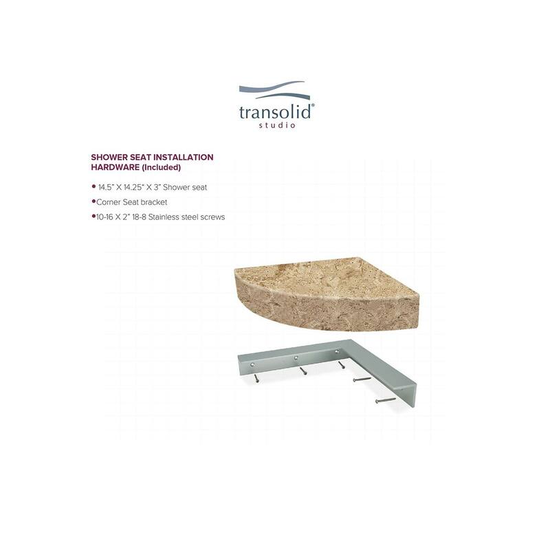 Transolid Studio 14-In X 14-In Solid Surface Wall-Mount Corner Shower Seat - 14.5" x 14.25" x 3"