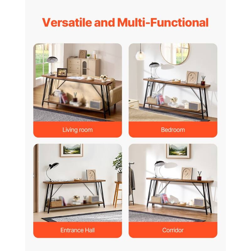 Narrow Console Table with Metal Frame, 70.9" Entryway Table - 70.9 x 11.8 x 31.5 in