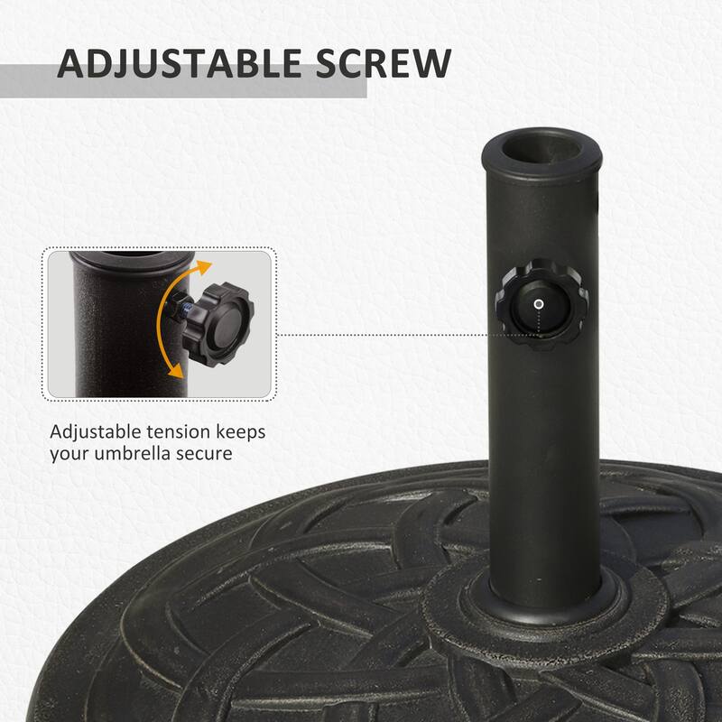 Heavy Duty Resin and Steel Outdoor Umbrella Base with Hand-Turn Knob Fits 1.5 to 1.89 Inch Poles - 21.5" x 13.5"