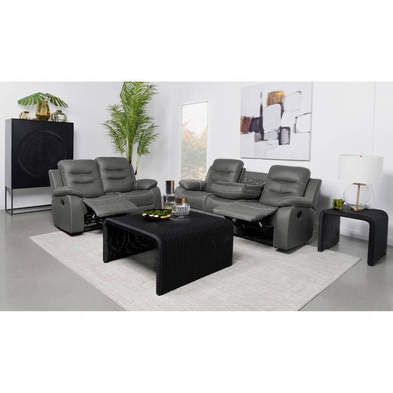 Nova Upholstered Motion Reclining Sofa Set Dark Grey