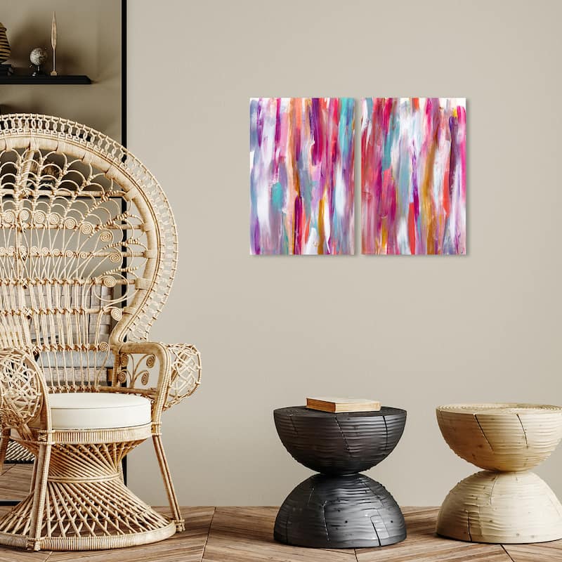 Wynwood Studio Abstract Crush and Love Diptych Pink and Tiffany Blue Modern & Contemporary Wall Art Canvas Print - 20 x 16