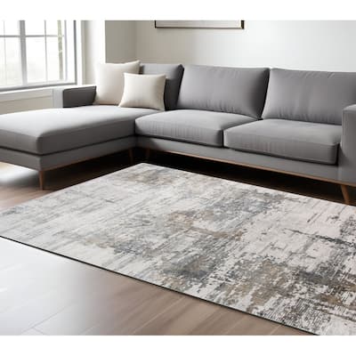 HomeRoots Abstract Contemporary Rectangle Area Rug