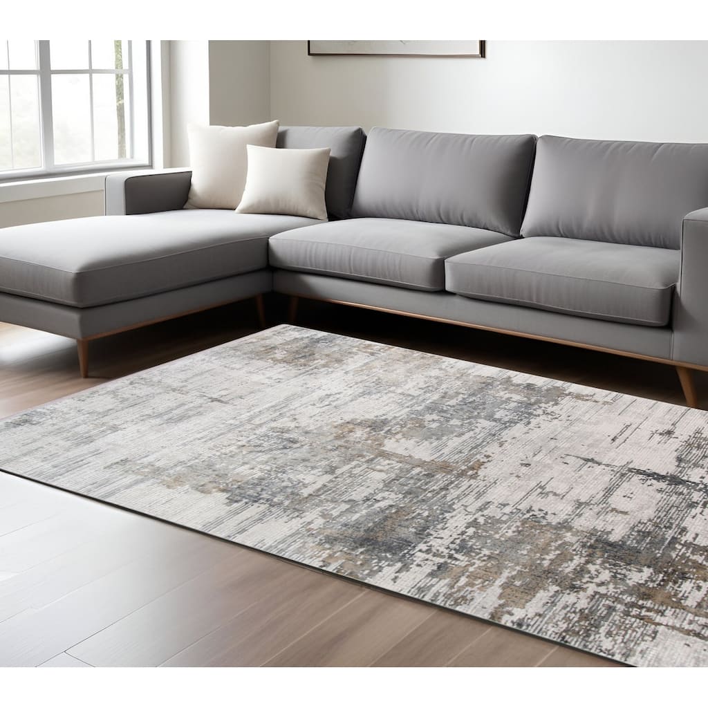 HomeRoots Abstract Contemporary Rectangle Area Rug