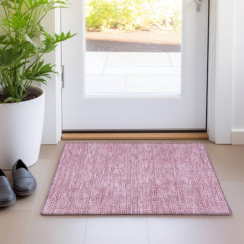Premium Washable Super Soft Modern Teardrop Mayfield Rug - Blush - 1'8" x 2'6"