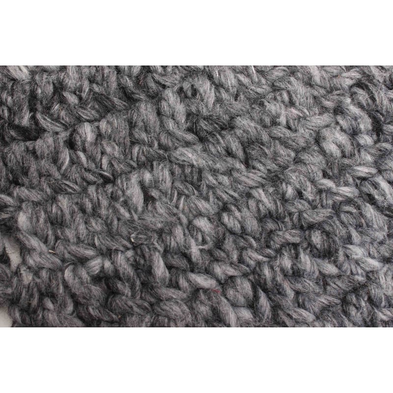 ECARPETGALLERY Braid weave Sienna Dark Grey Wool Rug - 3'2 x 3'2