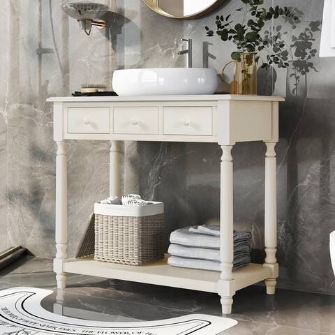 36" Bathroom Vanity Base with Open Storage Shelf/2-Drawer,without Sink
