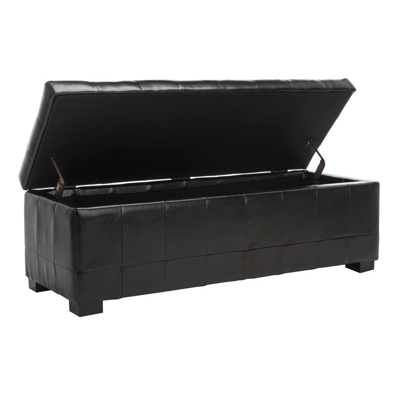 SAFAVIEH Karrie Large Black Storage Bench - 46.9" x 18.3" x 16.7" - 48Wx18Dx17H