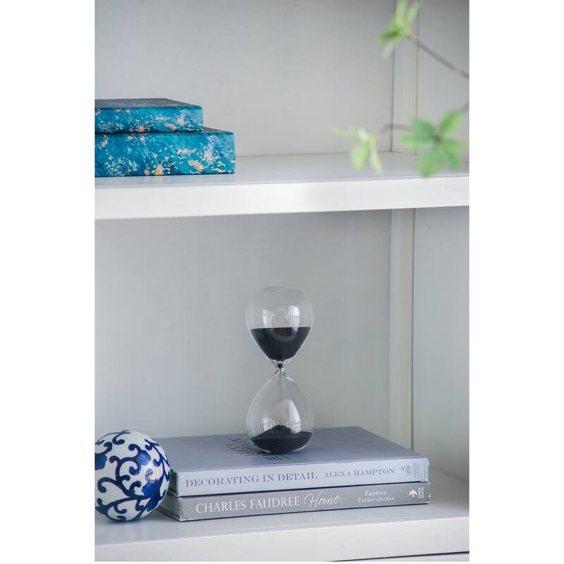 Set of 2, 8" Ferdinand 30-Minute Hourglass, Black Sand