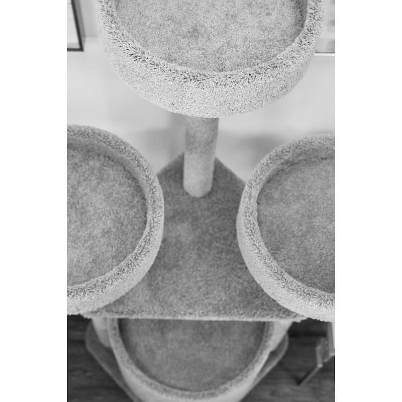 Extra Large Plush Carpet Cat House Tower with Spacious Beds, Thick Sisal Rope Posts and Solid Wood Frame for Big Cats