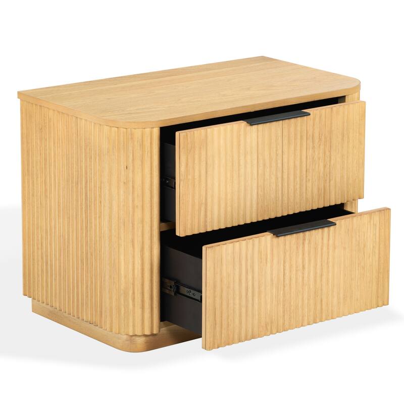 SAFAVIEH Couture Barrymore Reeded Wood 2-Drawer Nightstand