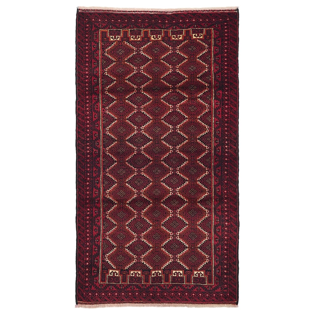 ECARPETGALLERY Hand-knotted Teimani Red Wool Rug - 4'2 x 7'7