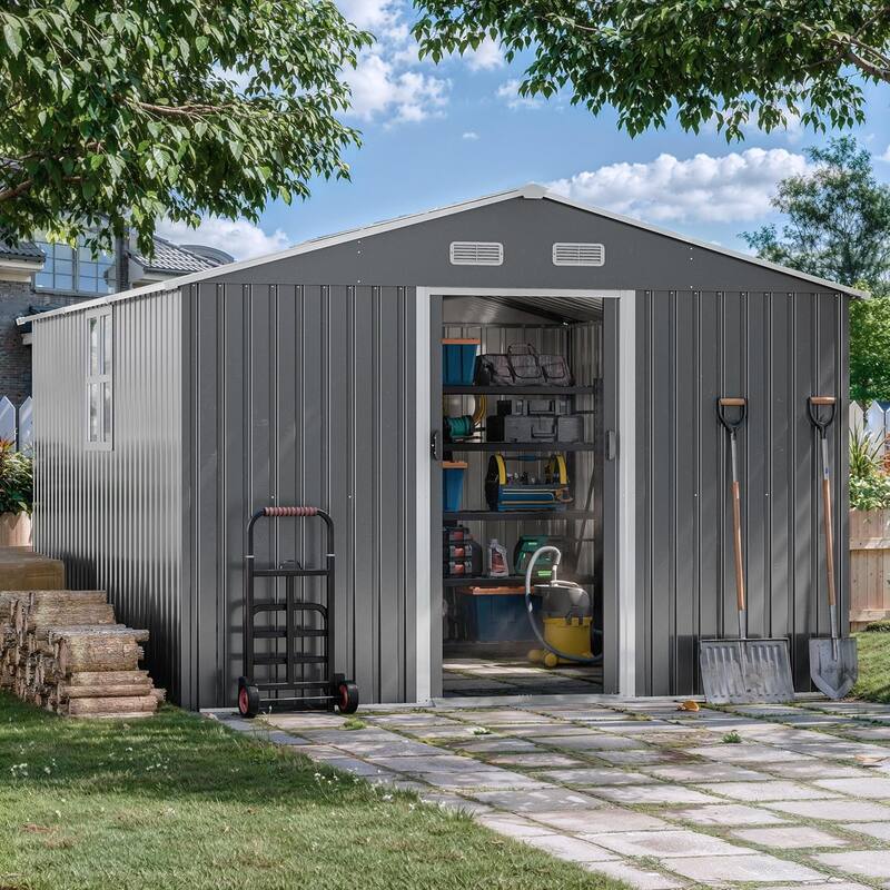 Outdoor Permanent Metal Storage Sheds for Gardening Tools, Patio Sheds Warehouse Vault