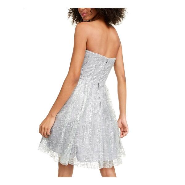 Blondie Nites Women's Glitter Sleeveless Sweetheart Neckline Above The Knee Fit  Flare Evening Dress Silver Size 0 - Bed Bath & Beyond - 40580465