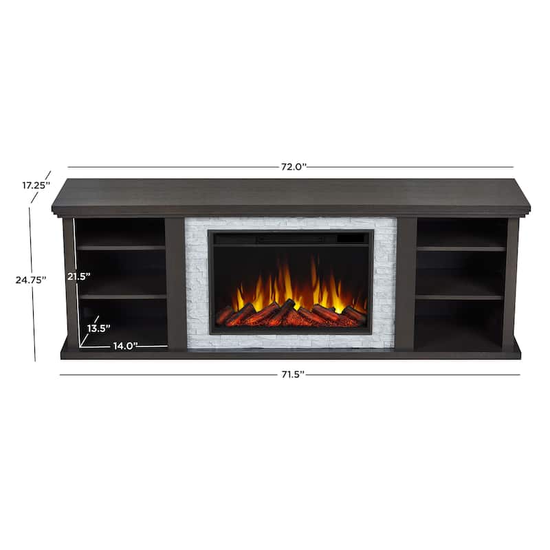 Kenai 72" Electric Slim Fireplace TV Stand in Dark Oak by Real Flame