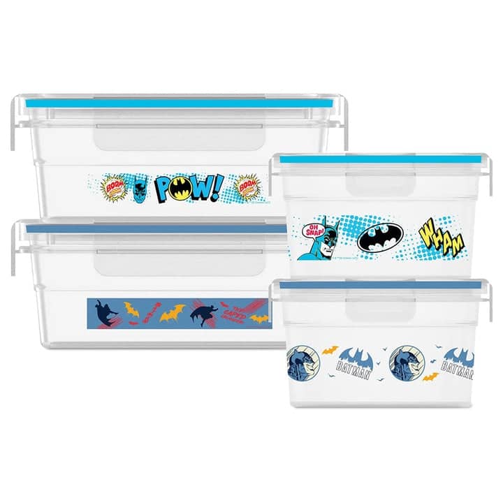 Snapware 8-Piece Non-Toxic Plastic Food Storage Containers Set, 4.6-Cup & 3-Cup, Batman