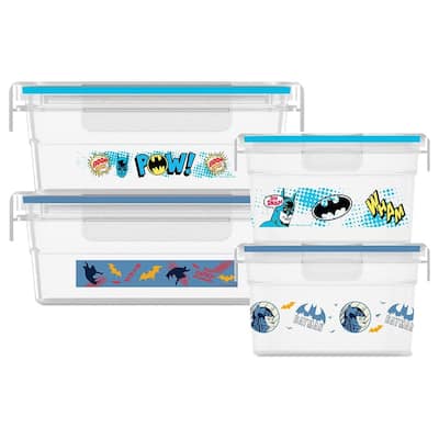 Snapware 8-Piece Non-Toxic Plastic Food Storage Containers Set, 4.6-Cup & 3-Cup, Batman