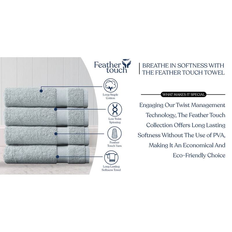 Delara Organic Cotton Luxuriously Plush Bath Towel Pack of 4 |GOTS & OEKO-TEX Certified |650 GSM Long Staple