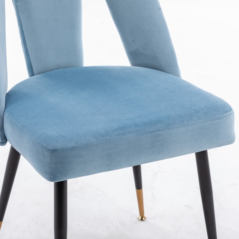 Set of 2 Modern & Contemporary Upholstered Dining Chairs with Nailheads and Metal Legs