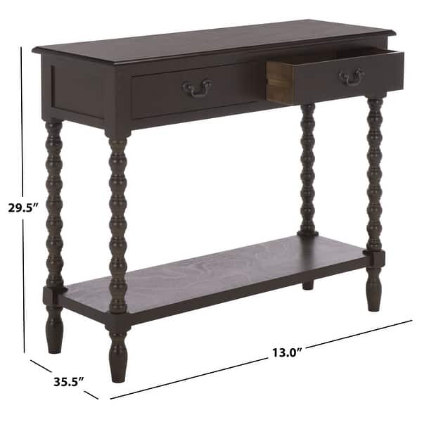 dimension image slide 1 of 6, SAFAVIEH Athena 13-Inch Wood Console Table, Traditional - 13" W x 36" D x 30" H