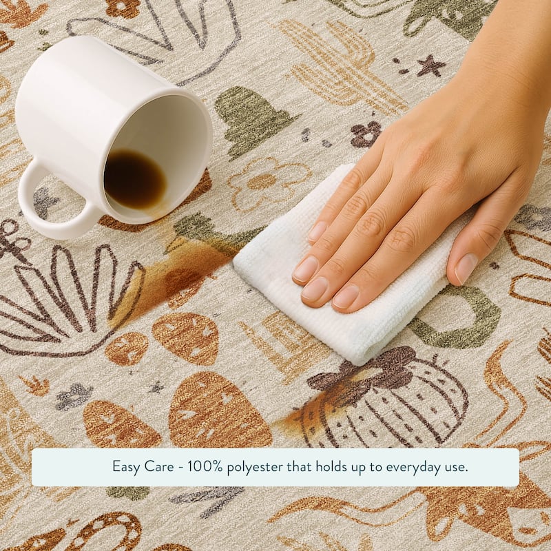 Machine Washable Indoor/ Outdoor Modern Ranch Chantille Rug