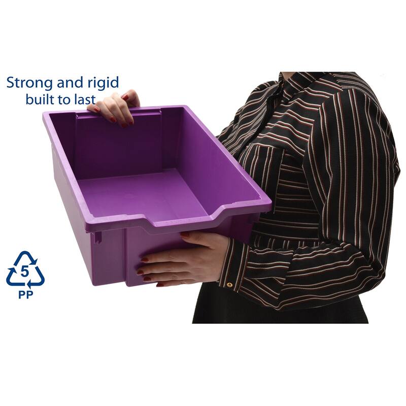 Gratnells Deep F2 Tray, Plum Purple, 12.3" x 16.8" x 5.9", Heavy Duty School, Industrial & Utility Bins, Pack of 6