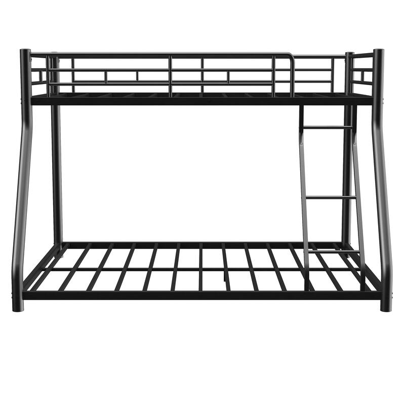 Twin Over Full Metal Bunk Bed, Heavy Duty Metal Bunk Bed Frame, Bunk Bed Twin Over Full with Ladder & Full-Length Guardrail