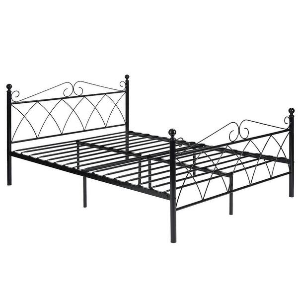 Shop Easy To Assemble Platform Metal Bed Frame Foundation With Headboard Under Bed Storage Overstock 21871100