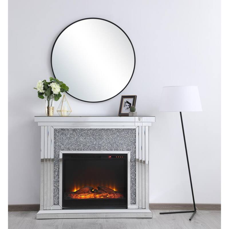 47.5 in. Crystal Mirrored Fireplace Mantle