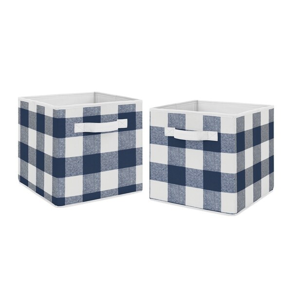 Navy Buffalo Plaid Check Collection Foldable Fabric Storage Bins