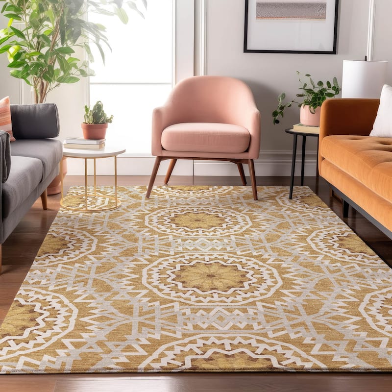 Premium Washable Super Soft Boho Global Mayfield Rug - Gold - 5' x 7' 6" - Rectangle