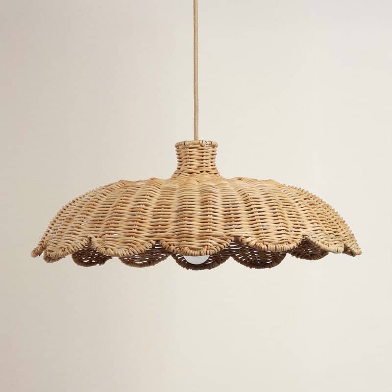 Aurelia Outdoor Rattan Pendant Light - Brown Large Dome 1-Light Handwoven Light Fixture For Modern, Boho or Tropical Room Decor