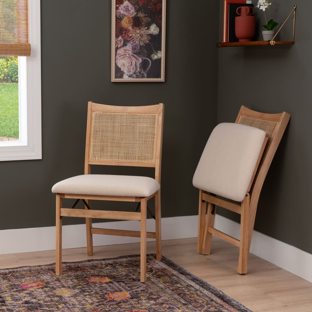 Linon Beulah Rattan Folding Dining Chair